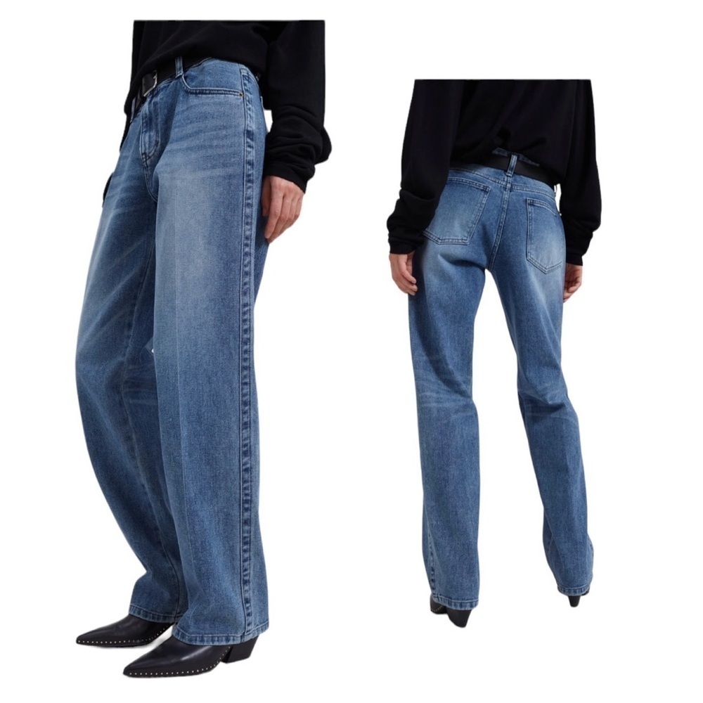 The Frankie Shop Cotton Blend Zip Fly Straight Leg High Rise Jeans Size S/M